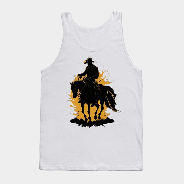 Cowboy riding a horse Tank Top by likbatonboot